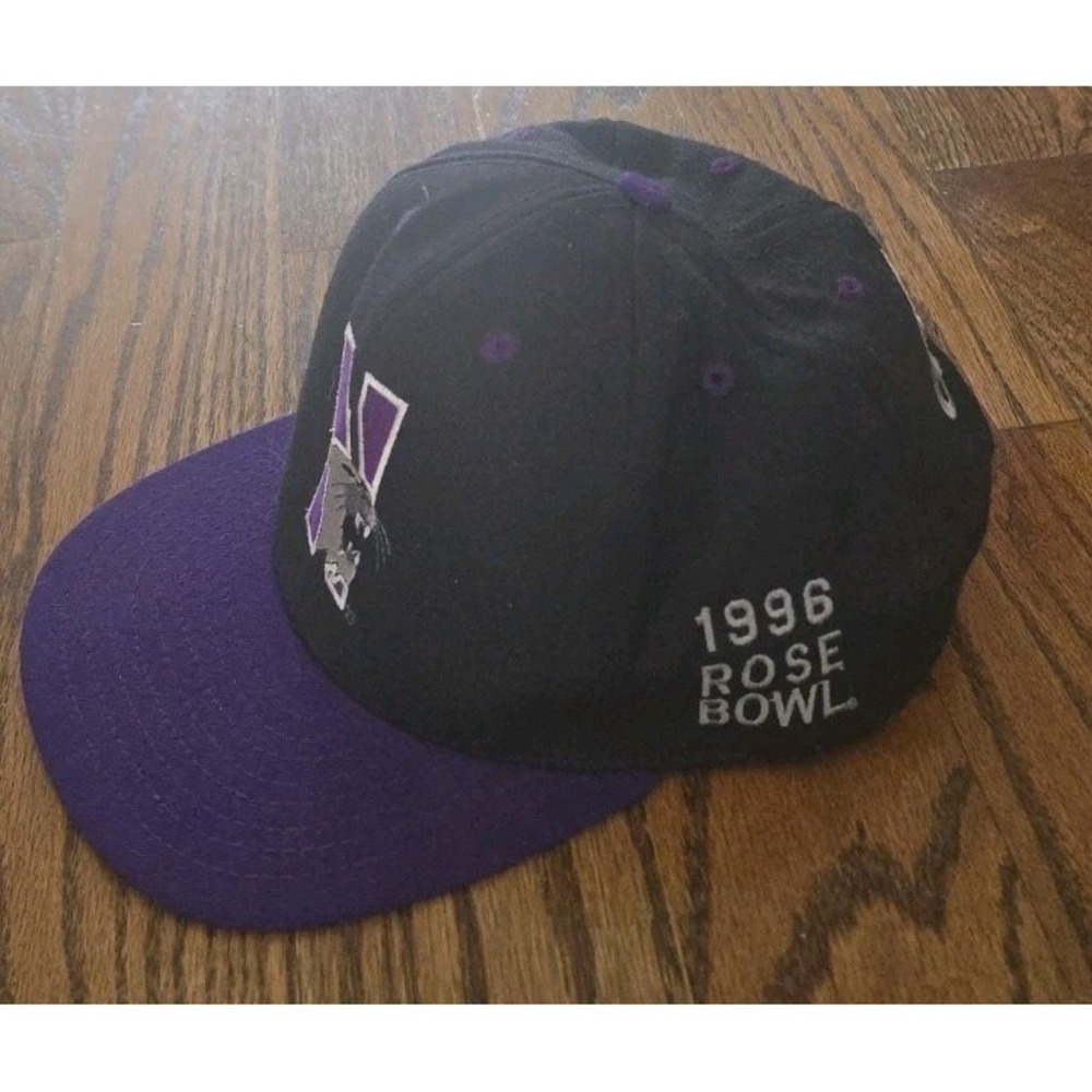 Vntg '96 Northwestern University Rose Bowl Hat/ Cap Black Adult Snapback Closure - Picture 2 of 7